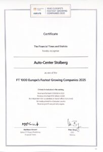 Zertifikat - ausgezeichneter Partner Autocenter Stolberg